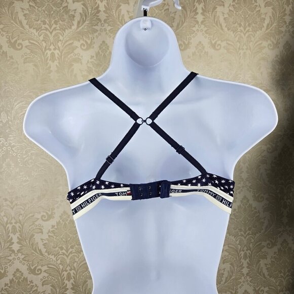 Tommy Hilfiger Size 36B Micro Push Up Bra Navy Blue White Stars Adj Straps NWOT - Picture 7 of 14